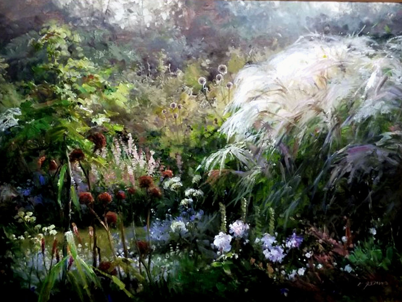 K. Adams, Garden Flowers, Oil on Canvas